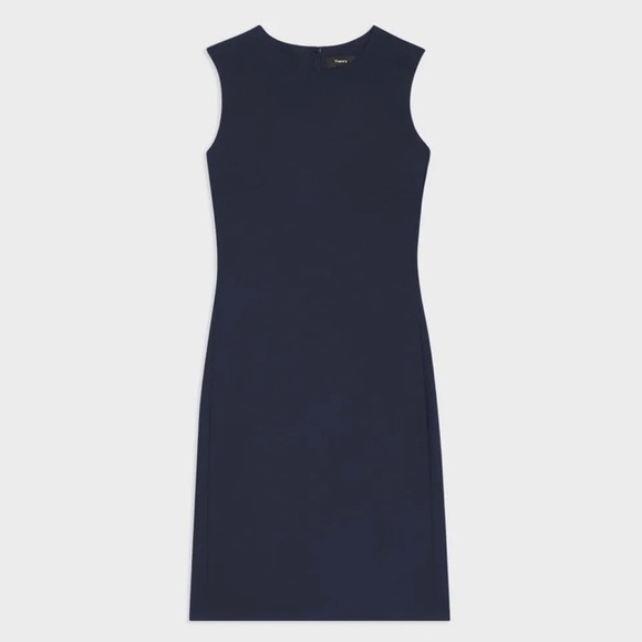 NWT Theory Betty 2B Sleeveless Fitted Sheath Dress Sz 8 Navy Blue Wool - Picture 6 of 6